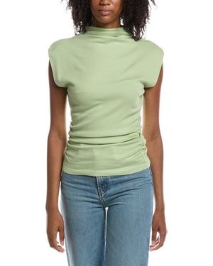 Michael Stars Amara Mock Neck Powershoulder Top - Green