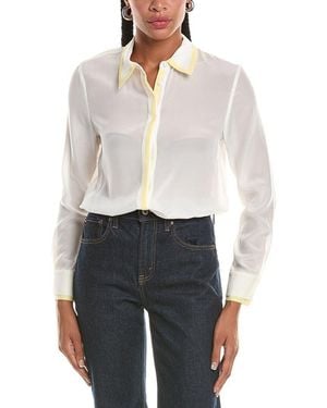 Alice + Olivia Willa Placket Silk Top - White