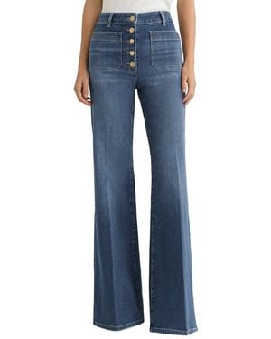 Reiss Petite Cali Twin Pocket Button Flared Jean - Blue