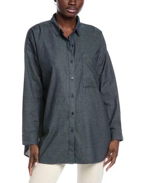 Eileen Fisher Classic Collar Long Shirt - Gray