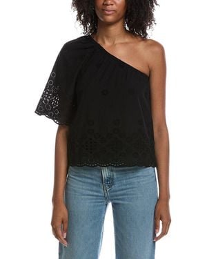 Michael Stars Nash Eyelet One Shoulder Top - Black