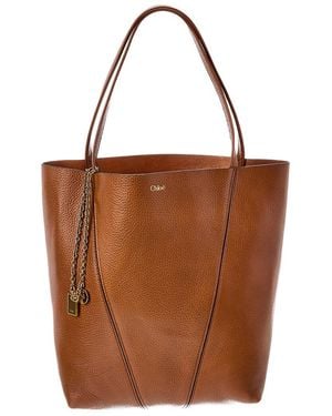 Chloé Spin Large Leather Tote - Brown