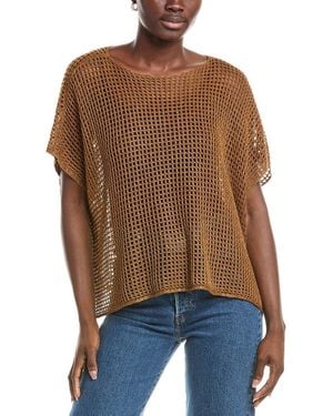 Eileen Fisher Bateau Neck Cap Sleeve Linen Sweater - Brown