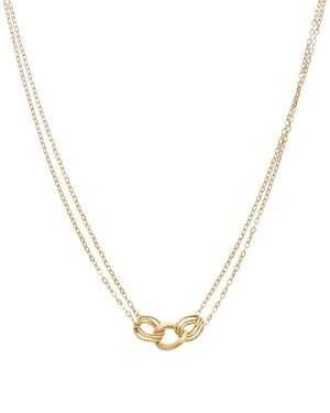 Italian Gold 10K 3-Link Curb Double Strand Necklace - Metallic