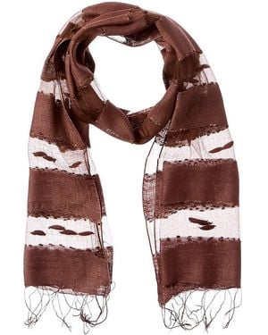 Blue Pacific Hand-woven Silk-blend Scarf - Red