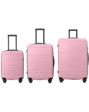 Z Supply 5 Supply 3pc Hardshell Lightweight Luggage Set With Spinner Wheels & Tsa Lock - Pink