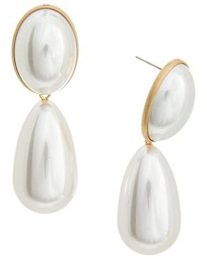 Liv Oliver 18K Plated 13Mm, 10 X 20Mm Pearl Clip-On Earrings - White
