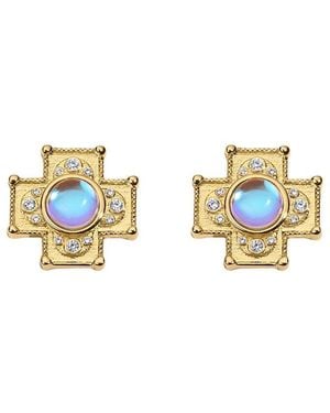 Electric Picks Chambers 14K Plated Cross Earrings - Metallic