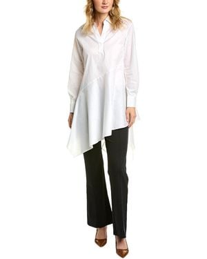 Natori Poplin Flounce Shirt - White