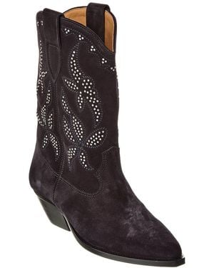 Isabel Marant Duerto Suede Cowboy Boot - Black