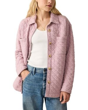 Faherty Epic Quilted Fleece Shirt Jacket - Red