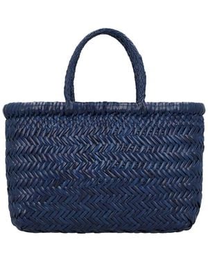 Dragon Diffusion Mini Flat Gora Leather Top Handle Bag - Blue