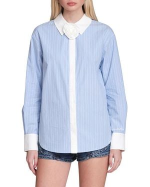 Avec Les Filles Rose French Cuff Menswear Shirt - Blue