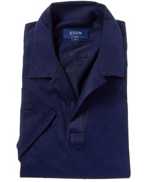 Eton Slim Fit Linen-Blend Polo Shirt - Blue