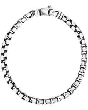 Italian Silver Round Box Chain Bracelet - Metallic