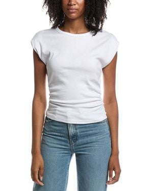 Michael Stars Joni Crewneck Power Shoulder Top - White
