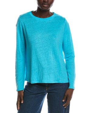Eileen Fisher Crewneck Linen T-Shirt - Blue