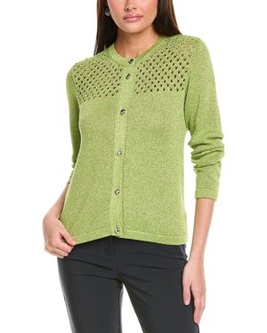 St. John Sparkle Crochet Cardigan - Green