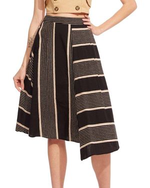 Eva Franco Nautical Striped Midi Skirt - Black