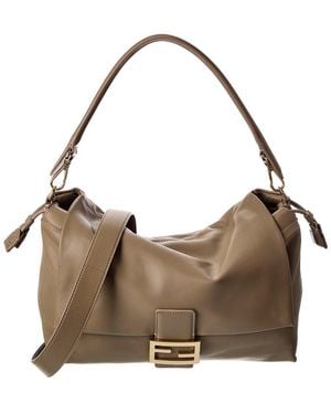 Fendi Baguette Soft Large Leather Shoulder Bag - Brown
