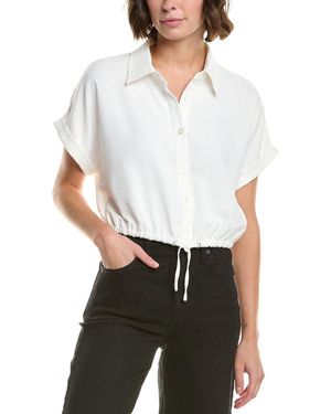 Hudson Jeans Drawstring Button-Down Shirt - White