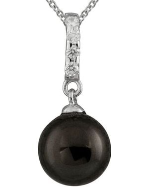 Splendid 10Mm Pearl Cz Pendant - Black