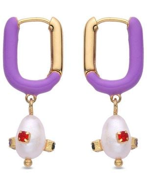 Eye Candy LA Cz Colette Square Earrings - Pink