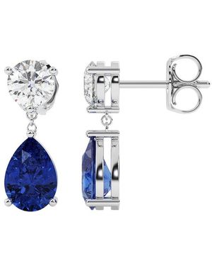 VOWE 14K 6.00 Ct. Tw. Lab-Grown Diamond & Lab-Grown Sapphire Earrings - Blue