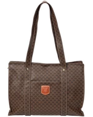 Celine Brown Macadam Coated Canvas Square Zip Shopping Tote (authentic Pre- Loved)