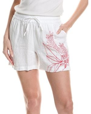 Tommy Bahama Portico Palms Embroidered High-Rise Linen Easy Short - White