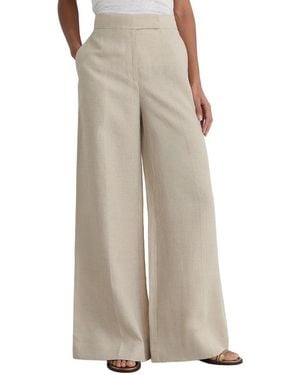 Reiss Kit Linen Wide Leg Suit Trouser - Natural
