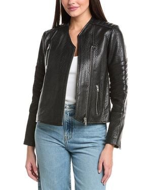 AllSaints Cawley Leather Biker Jacket - Black