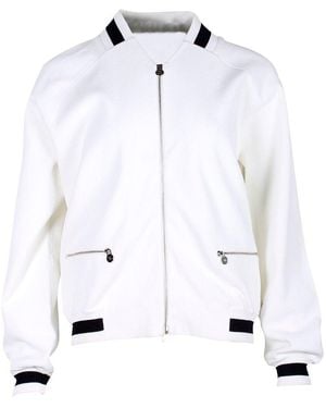 CHANEL Knit Blouson Jacket, Size Fr, 42 (authentic Pre-loved) - White