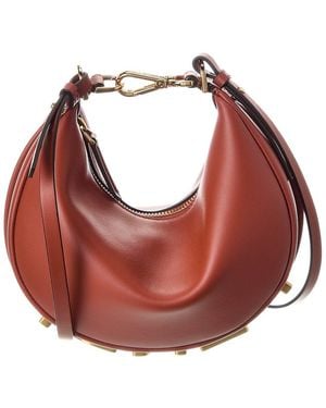 Fendi Graphy Mini Leather Hobo Bag - Red
