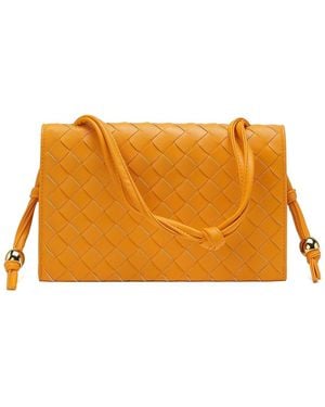 Tiffany & Fred Paris Woven Leather Shoulder Bag - Orange