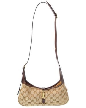 Gucci Jackie Slim Medium Canvas & Leather Hobo Bag - White