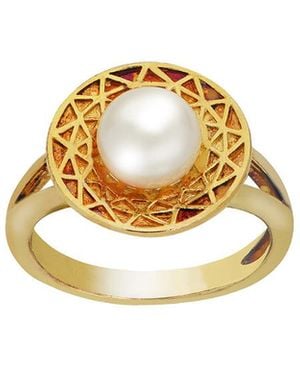 Pearls Imperial Gold Over Silver 7-7.5mm Freshwater Pearl Ring - Metallic