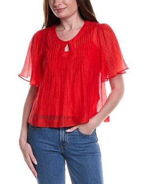 Vince Camuto Front Cutout Flutter Sleeve Blouse - Red