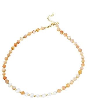 Savvy Cie 14K Plated Sunstone & 5-6Mm Pearl Beads Necklace - Metallic