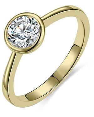 Rachel Glauber 14k Plated Cz Solitaire Ring - White