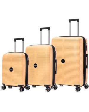 Bronco Polo Sky 3pc Expandable Luggage Set - Natural