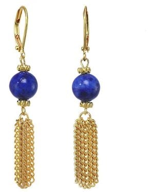 Rachel Reinhardt Jewelry 14k Plated Blue Lapis Fringe Earrings