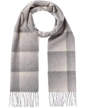 Amicale Cashmere Ombre Grid Cashmere Scarf - Gray