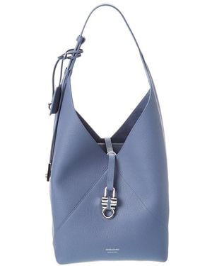 Ferragamo Leather Hobo Bag - Blue