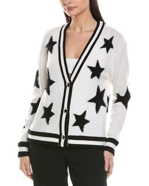 Alice + Olivia Bradley Fuzzy Star Intarsia Wool-Blend Cardigan - White
