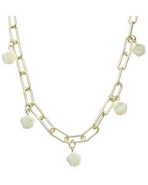Juvell 18k Plated Simulated Pearl Rose Charm Necklace - Metallic
