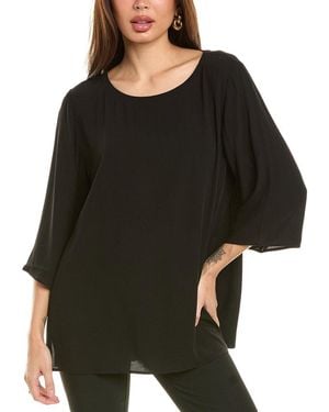Eileen Fisher Ballet Neck Silk Top - Black