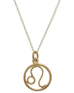 Italian Gold 10K Leo Zodiac Pendant Necklace - Metallic