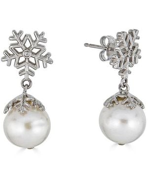 Belpearl Silver 8-7mm Freshwater Pearl Earrings - Metallic