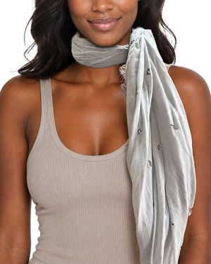 Blue Pacific Icon Notes Cashmere-Blend Neckerchief - White